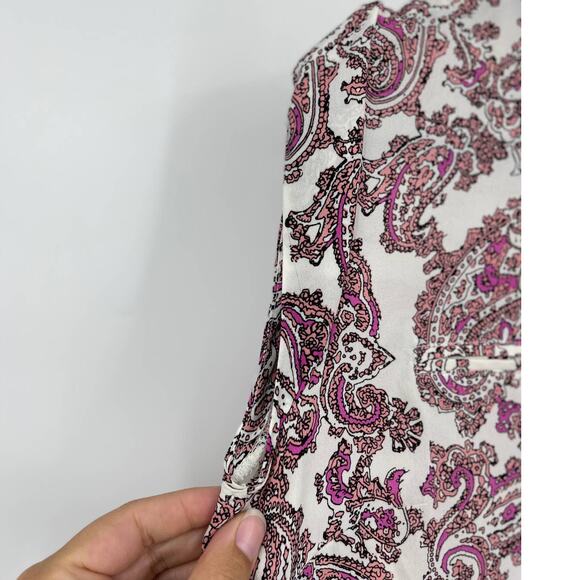 The Limited Womens Purple White Paisley Sleeveless Blouse Button Front Top Small - Picture 4 of 10